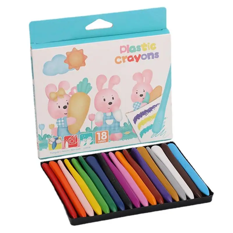 Organic Pencil Crayons Painting Oil Pastel Triangle Colored Crayons Plastic Brush No Dirty Hand Crayons Set Washable Erasable