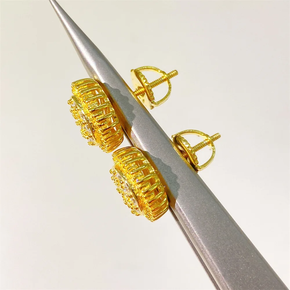 Moissanite Round Earrings For Women S925 Silver Ear Studs Real Diamond Jewelry Pass Tester With GRA Free Shipping