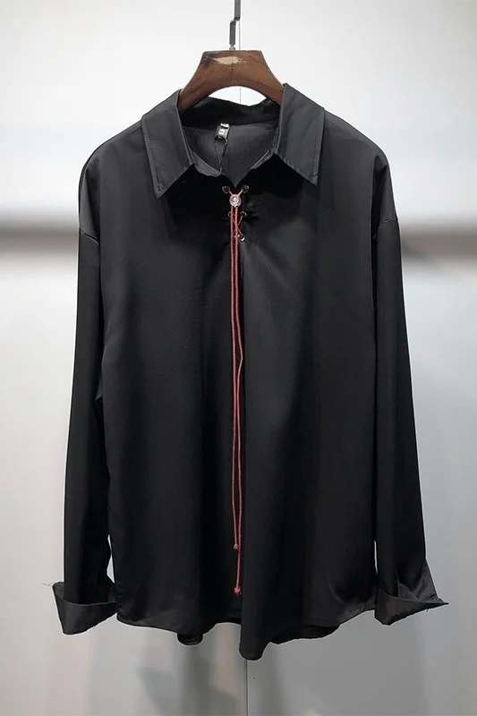 

Casual Men Owen Seak Gothic Men's Clothing Hip Hop Tops Tees Spring Autumn Oversized High Street Long Sleeves Black Shirt