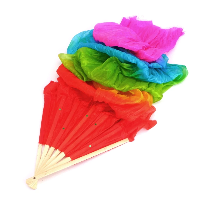 

Colors Silk Belly Dance Fan Female National Dance Dancing Long Bamboo Fan Long Folding Fans 11.81 inch Performance Props