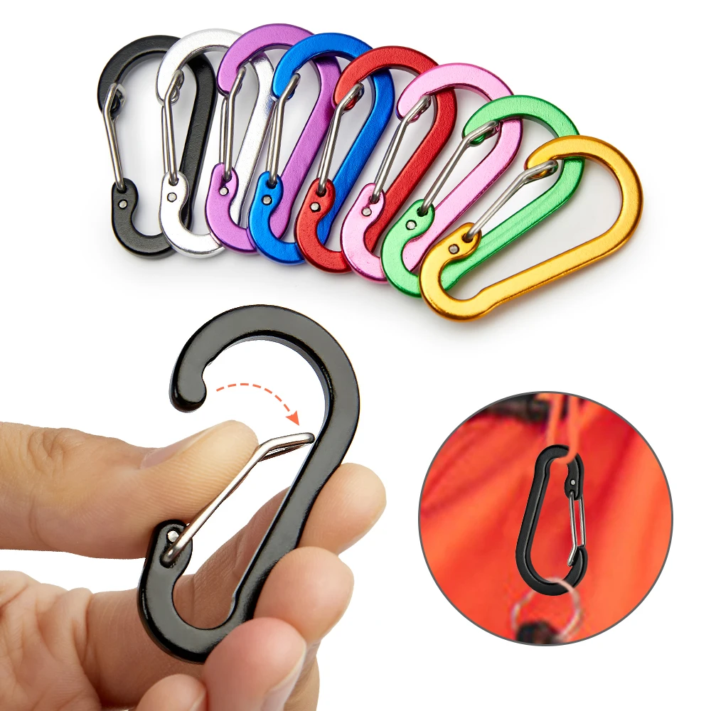 

6pcs/Set Outdoor Camping Multi Tool Mountaineering Buckle Steel Small Carabiner Clips Fishing Climbing Acessories Dropshipping