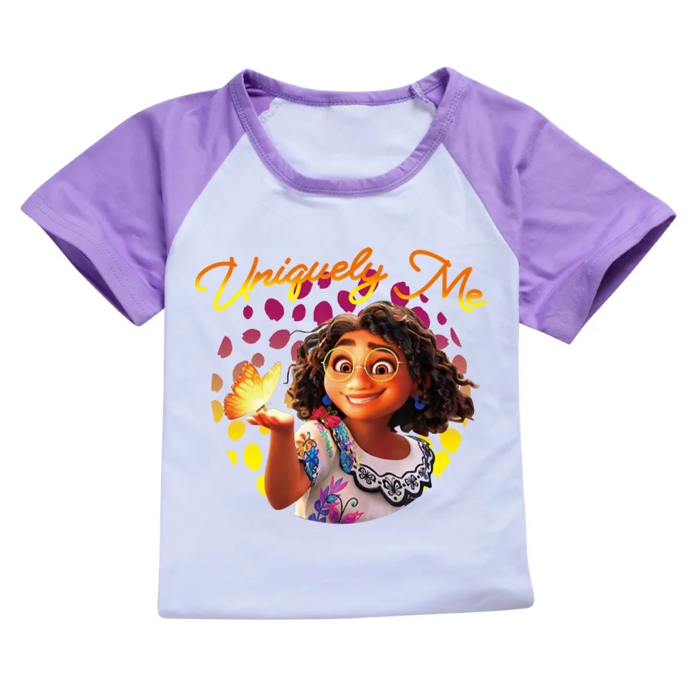 Boys Girls Summer Encanto Cartoon Print Clothing Set Teen Kids Mirabel Madrigal T-shirt + Shorts 2pcs Set Casual Tracksuit 2-16Y