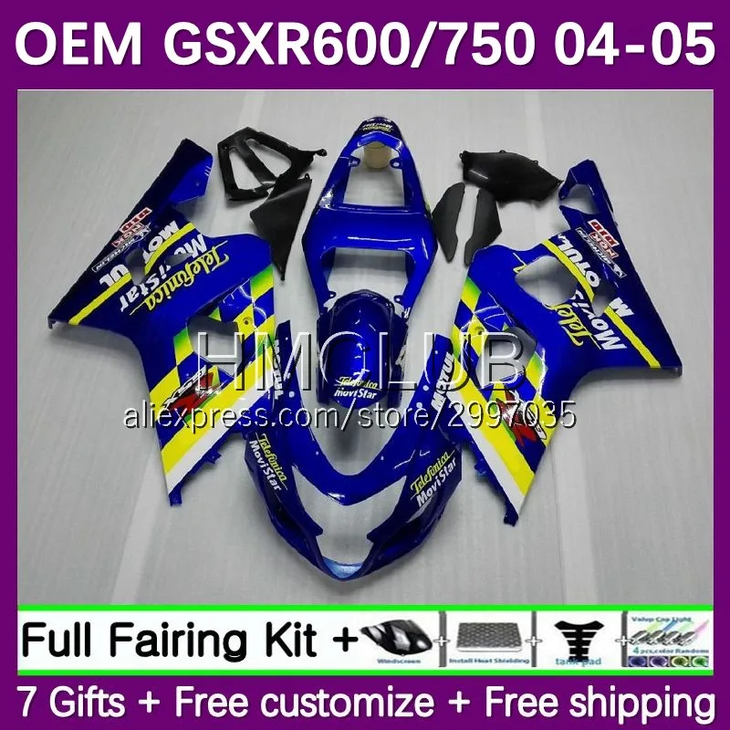 

OEM инъекция для SUZUKI GSXR 750 600 CC 600CC GSXR-600 K4 59No.15 GSXR600 GSXR750 2004 2005 GSXR-750 04 05 Movistar Blk обтекатель