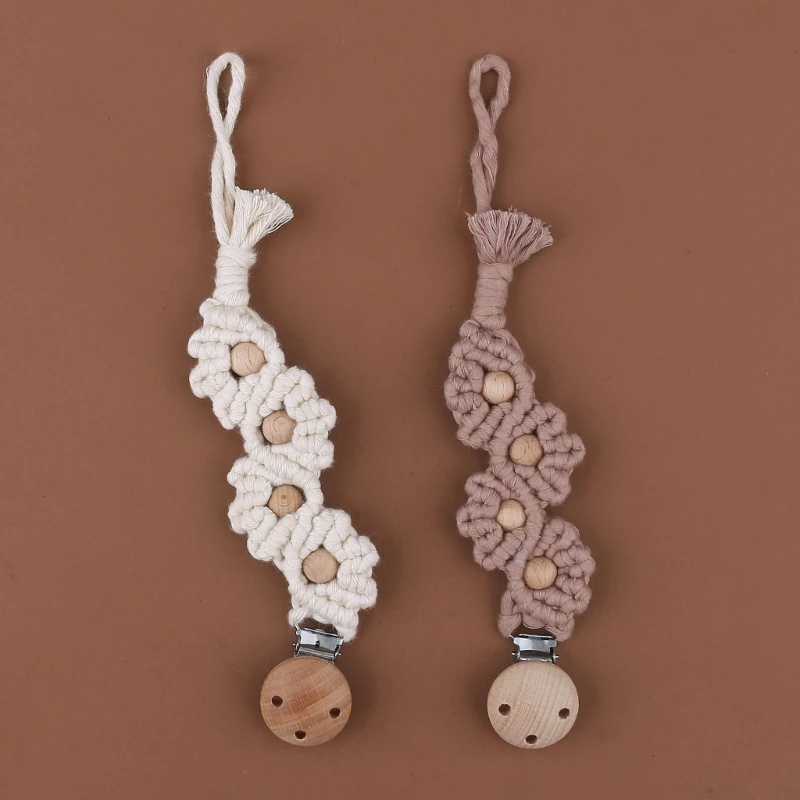 

Baby Cotton Pacifier Clip Crochet Dummy Chain Anti-drop Nipple Chain Bead Ribbon Clip Infant Soother Holder Accessory M89C