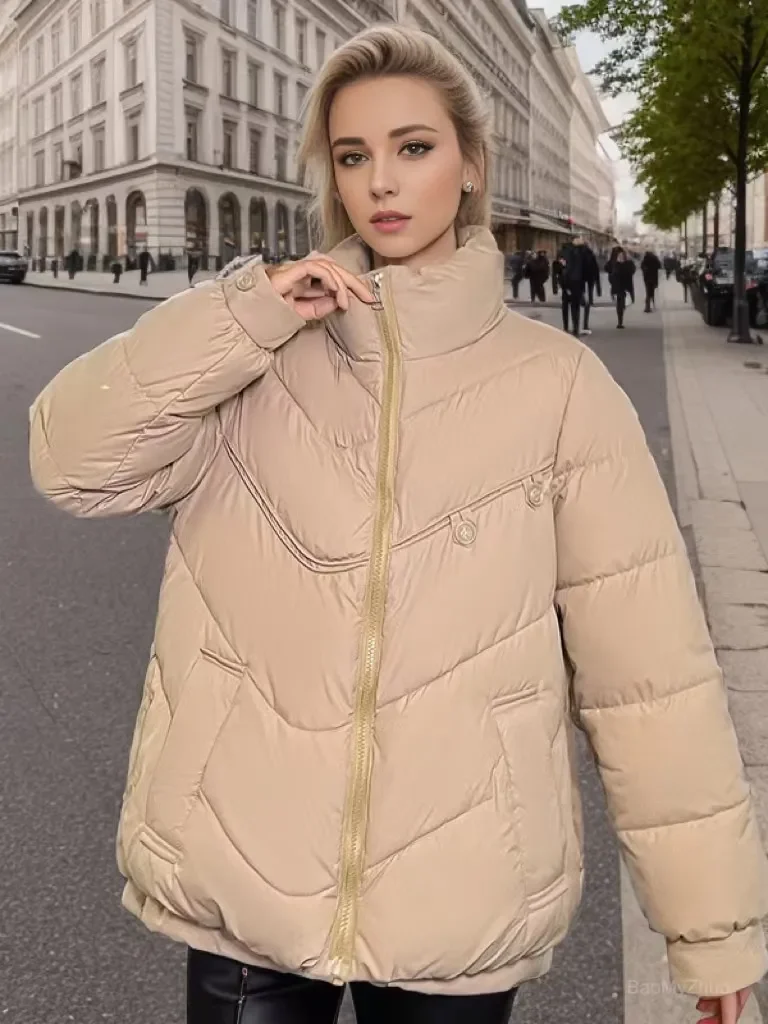 

2023 Autumn Winter Women Parkas Jackets Casual Stand Collar Thicken Warm Zipper Coat Female Winter Outwear Jacket Parkas Coats