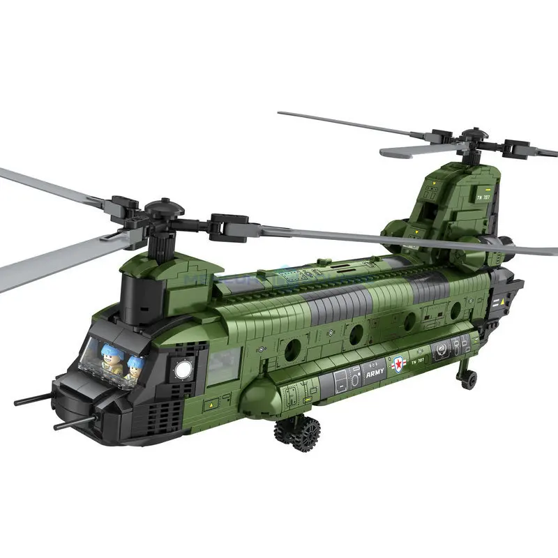 

Military Fighter Series CH-47 Transport Helicopter Chinook Model Bricks Army Weapon Fighter Building Blocks Toy For Boy Gift