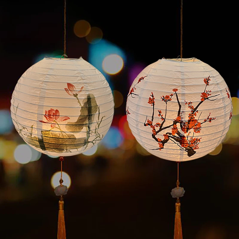 

30cm Plum Blossom Round Paper Lantern Lamp Shade Chinese Oriental Style Light Restaurant Wedding Party Decoration Home Decor