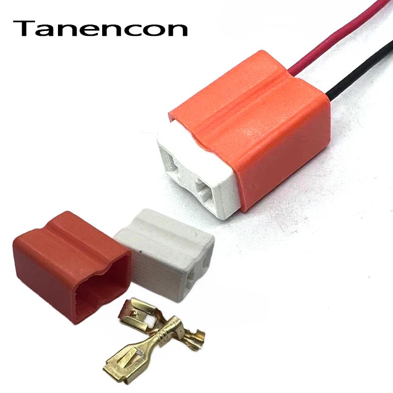 

1 Set 2 Pin 6.3 mm Car Ceramic Plug H7-2A Car High Temperature Resistant Lamp Holder Ceramic Headlight Bulb Connector