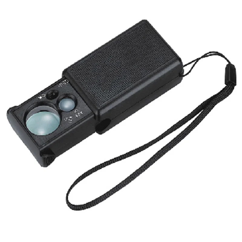

30x 60x Checkout LED Light Source Hand-held Magnifying Glass Microscope Jewelry Magnifier Identification Currency Detection