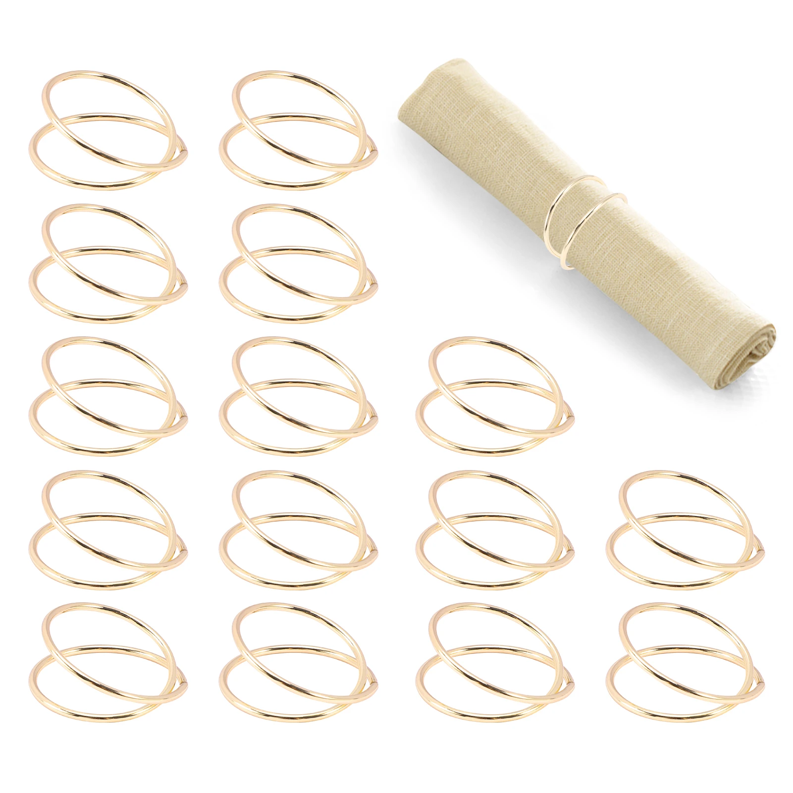 

15pcs Party Table Decoration Buckle Serviette Holder Gold Simple Buffet Wedding Fashion Spiral Shape Napkin Ring Reception