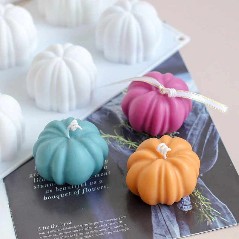 

Halloween 3D Pumpkin Candle Mold Mini DIY Handmade Wax Flower Soap Resin Clay Plaster Mould Mousse Chocolate Cake Silicone Mould