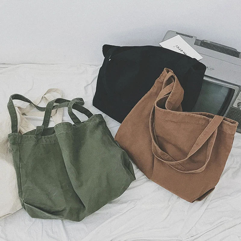 

New Women's Fashion Simple Casual Versatile Shoulder Bag Vintage Literature Oh Canvas Handbag Large Capacity Work Shopping Tote
