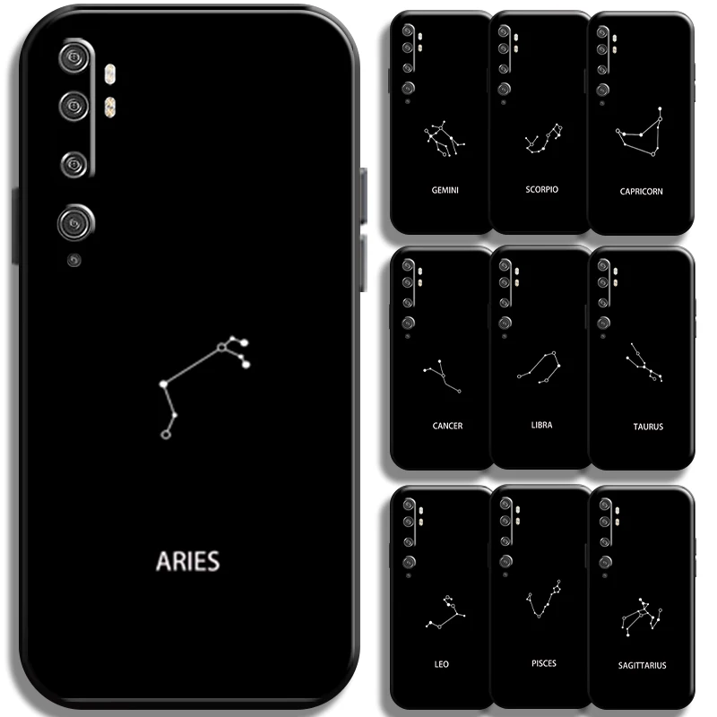 

Twelve Constellations for Xiaomi Mi CC9 Mi CC9e Mi CC9 Pro Phone Case Black full Protection Liquid Silicon TPU Cases Carcasa