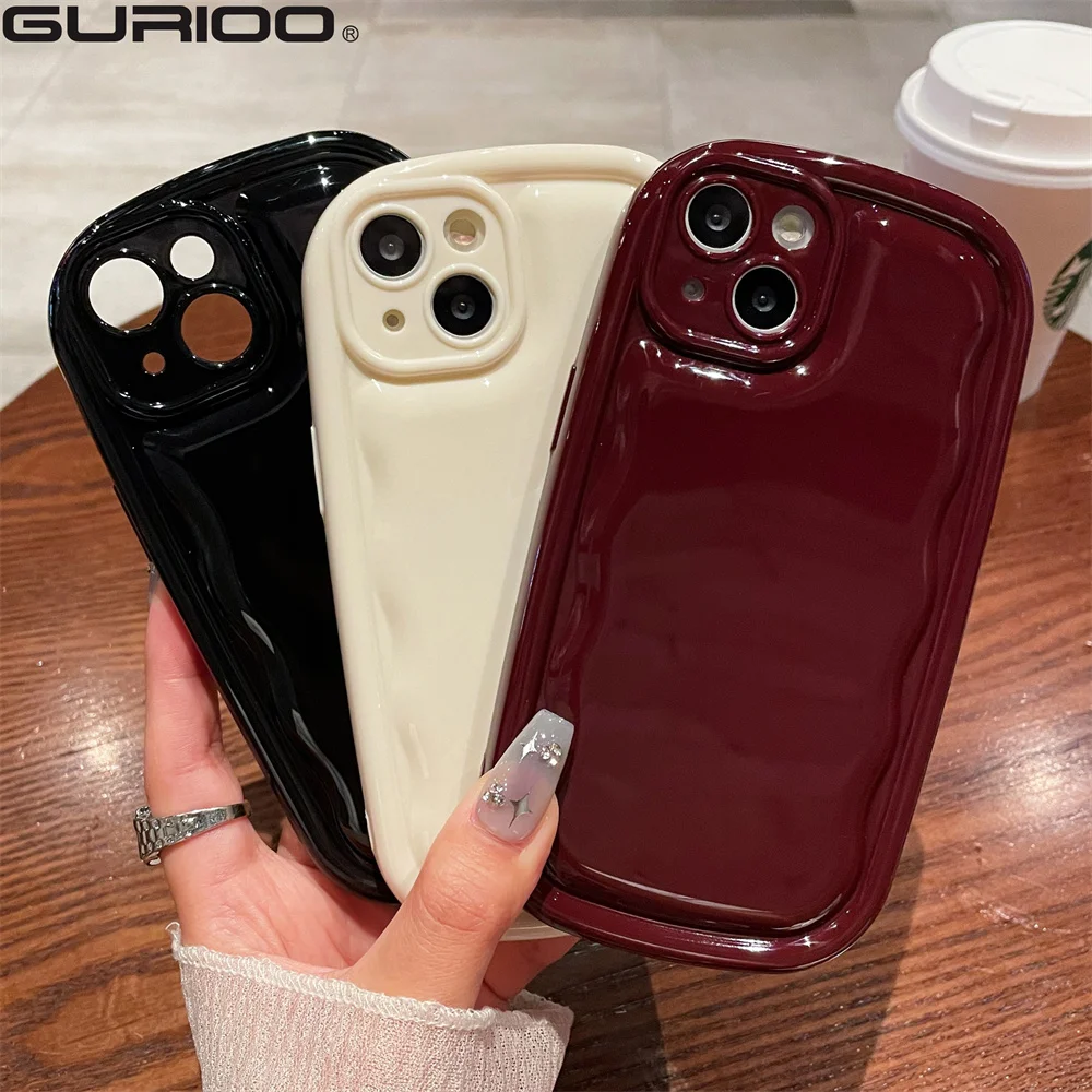 Корейский милый овальный чехол ярких цветов для iPhone 16, 15, 14, 13, 12, 11 Pro Max XS X XR 8 Plus SE 3, глянцевый чехол-бампер на воздушной подушке