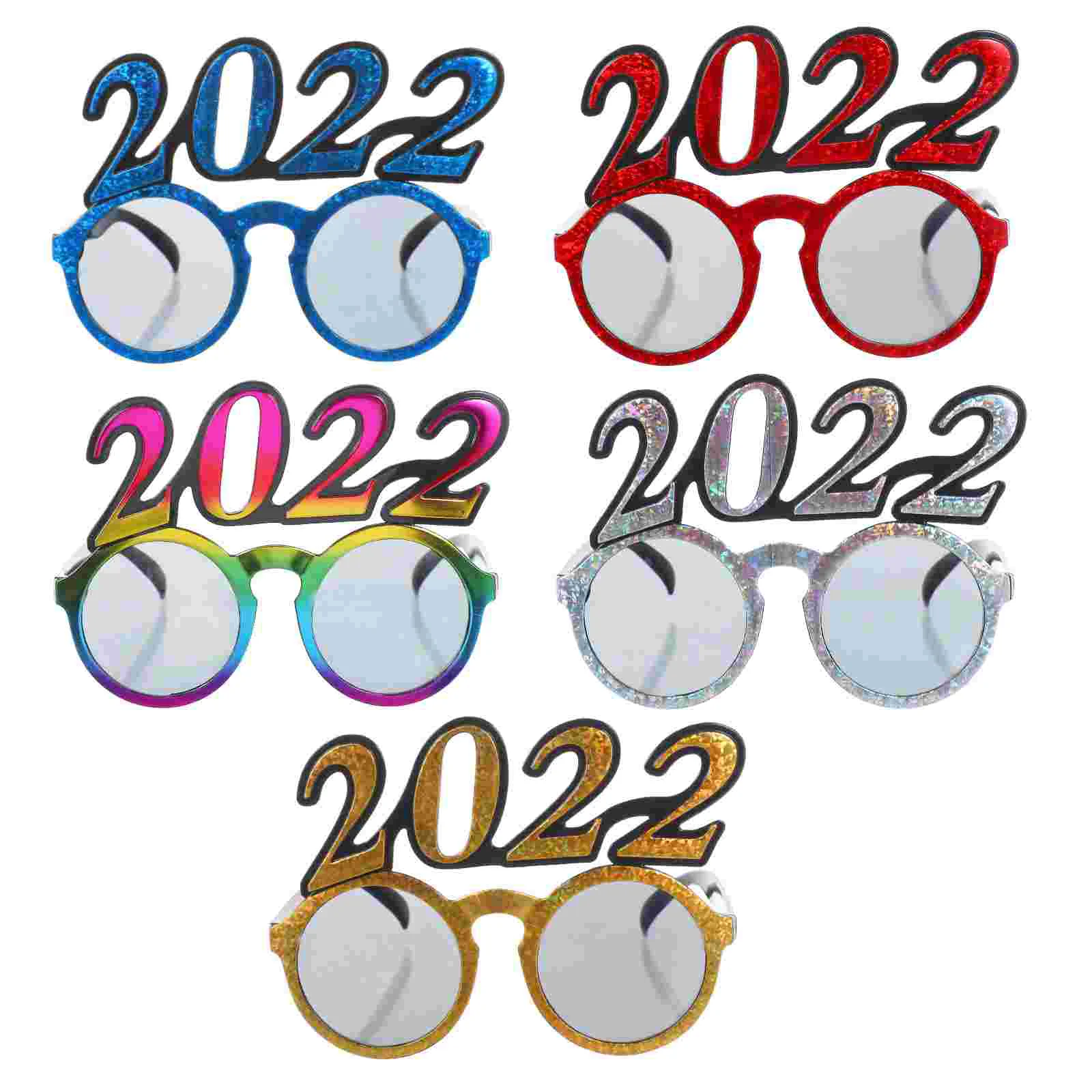 

5Pcs 2022 Glasses Glitter Festival Costume Accessory Photo Props Party Decoration
