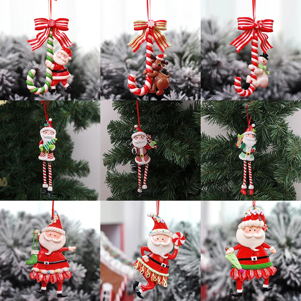 

Christmas Decorations Soft Clay Santa Claus Snowman Elk Pendant Small Candy Cane Pendant Christmas Tree Pendant 9 Style New Year