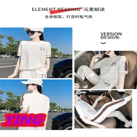 2022 new summer short sleeved white sports womens fried street age reducing fashion trendy casual tops to send the same pants