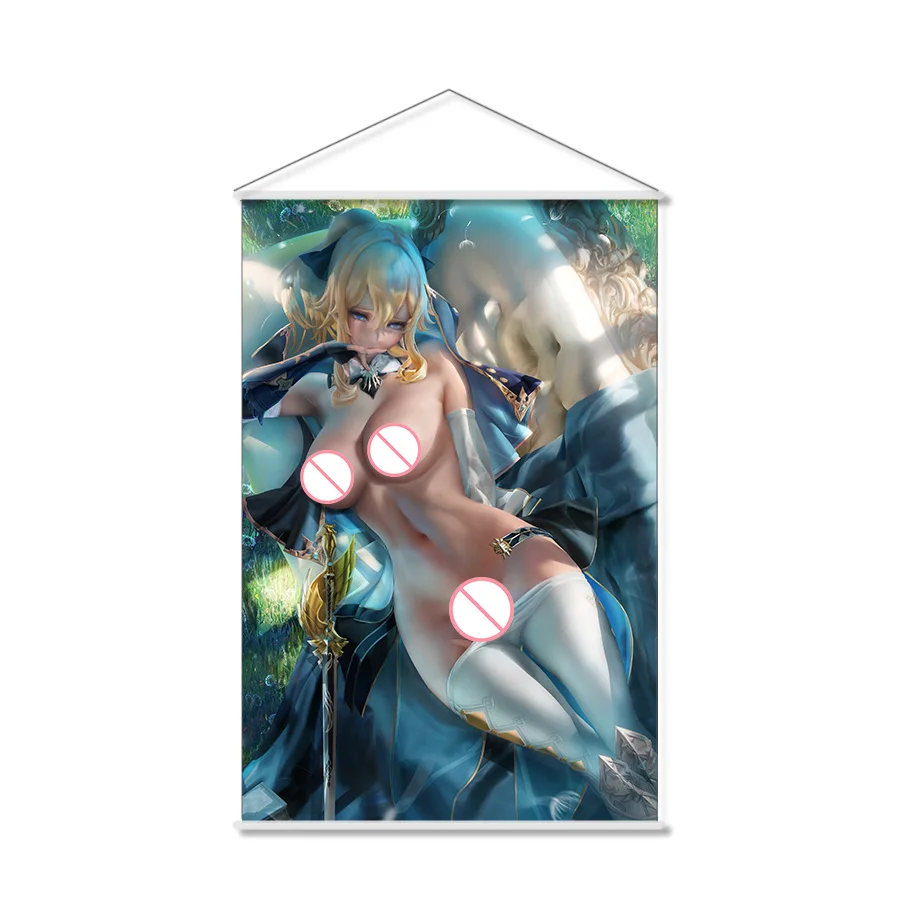 

Аниме настенный свиток с изображением эротичного Джинса ганнилдрона геншина ударного действия, висячий постер, картина для домашнего декора