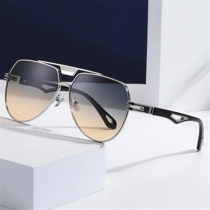 

KAPELUS Metallic silver double beam hollow foot sunglasses Unisex sunshades Luxury designer glasses 2213
