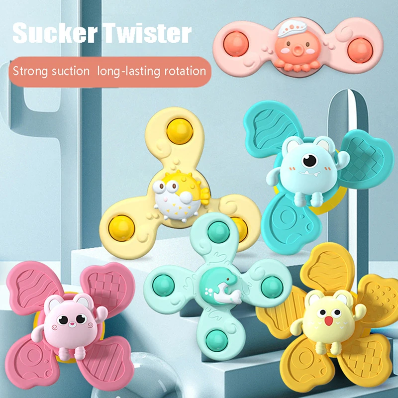 

3 pcs 2-4 Years Old Baby Bath Toy Sucker Baby Shower Rattle Educational Toy