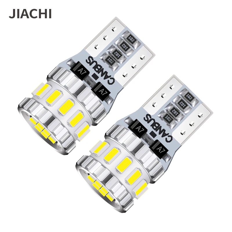 Фото JIACHI 100 шт. T10 светодиодная лампа CANBUS W5W 194 для салона автомобиля купольный светильник автозапчасти 3014Chips 18SMD холодный белый оптовая продажа canbus №3