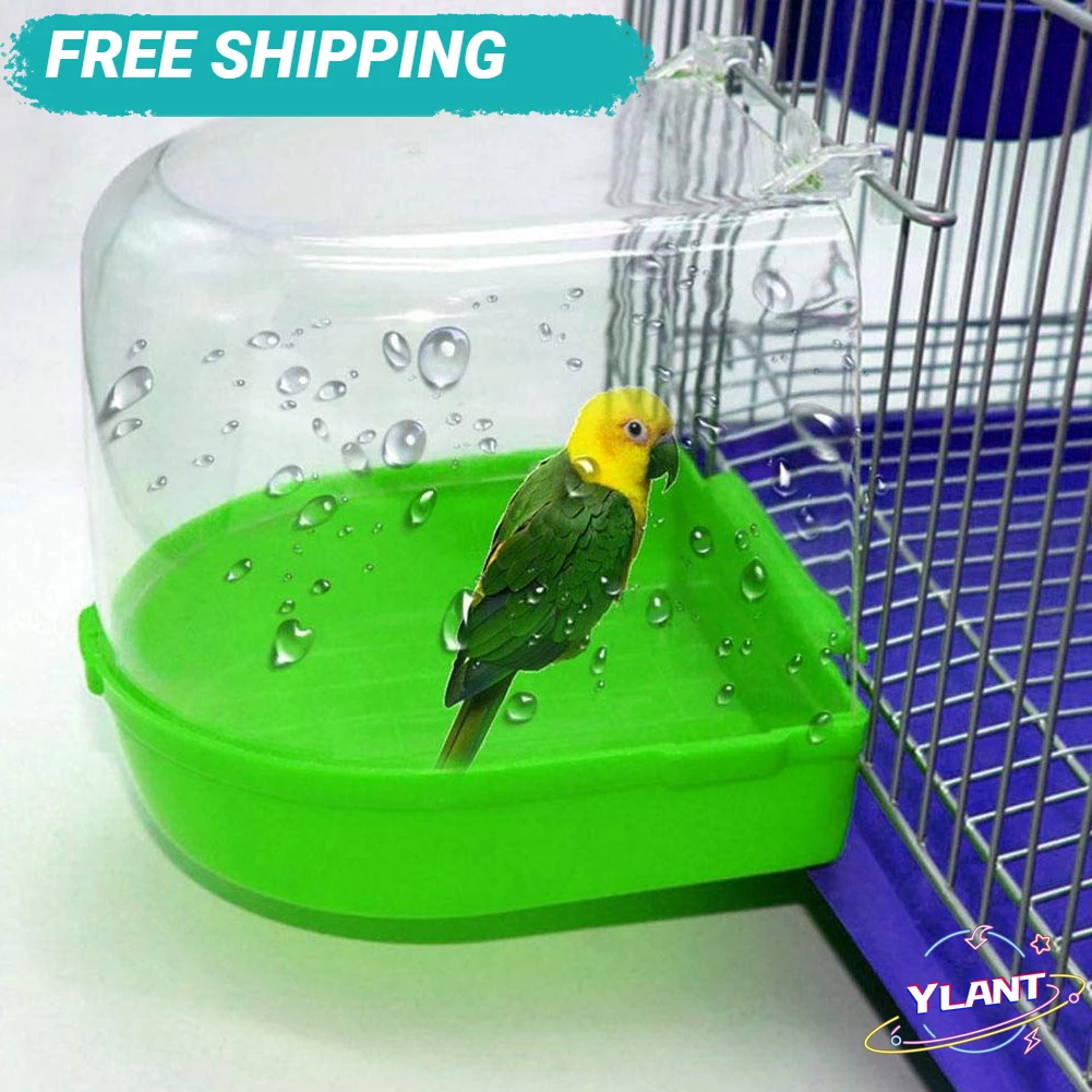 

Bird Bath Bathtub Bath Box Bird Cleaning Tool Cage Accessories Parrot Bath Transparent Plastic Hanging Tub Shower Hanging Decor