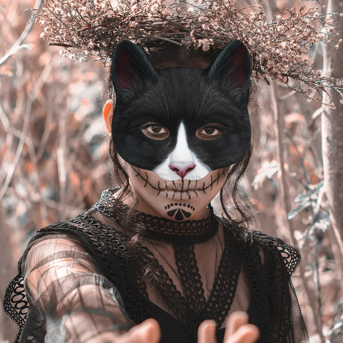 

1Pc Halloween Cat Mask Animal Mask Special Costume Prop Cosplay Masquerade Mask
