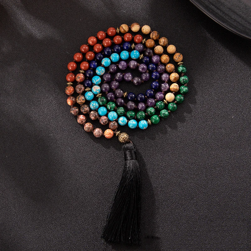 Новый браслет с тигровым камнем в винтажном стиле ожерелье бусинами виде лотоса