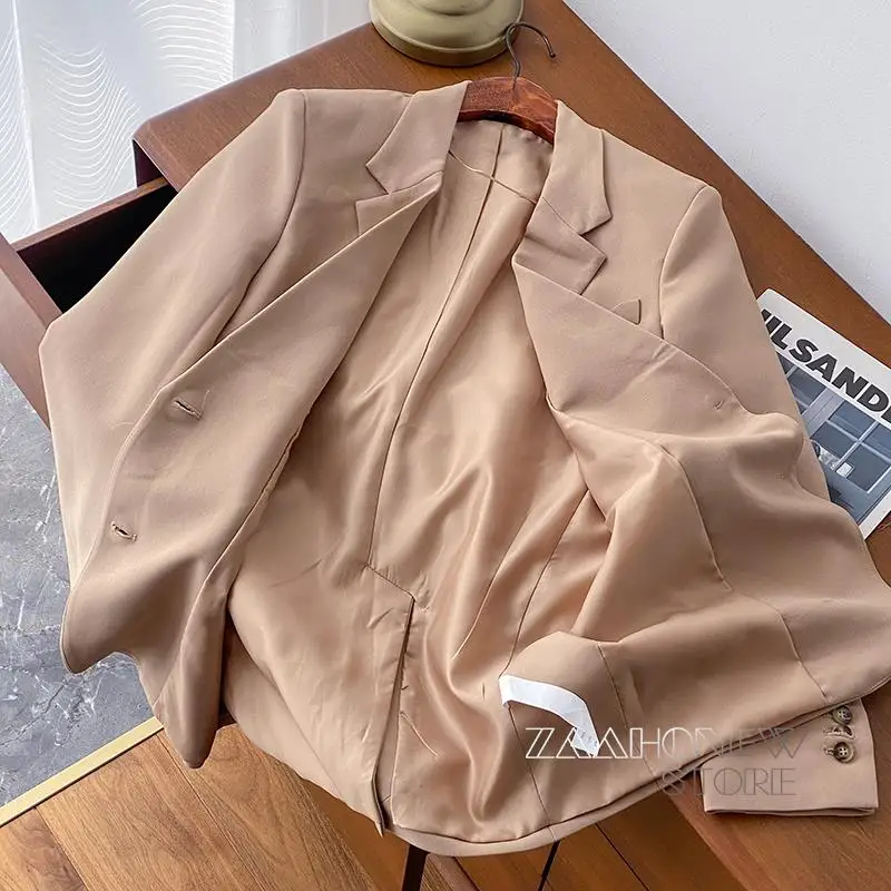 

ZAAHONEW 2022 весенний женский однобортный шикарный офисный Блейзер, Женская свободная однотонная верхняя одежда с длинными рукавами и тонкими к...