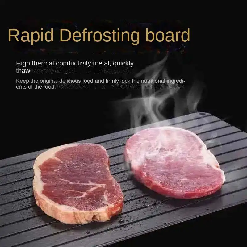 

1PC Creative Aluminum Quick Defrosting Trays Thawing Plate Seafood Steak Meat Fast Thawing Plate Board Tray Kitchen Gadget Tool