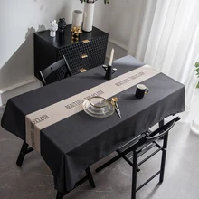 Proud Rose Ins Nordic Simple Waterproof Tablecloth Oilproof Square Rectangular Solid Color Printed Letters Polyester Modern Home (3)