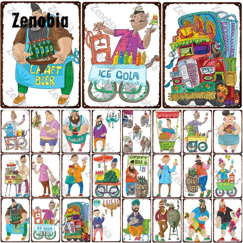 

Мультяшный металлический знак, маленький продавец, покупка, металлический постер, пиво, напитки на спиртовой основе, Украшение стен для бар...