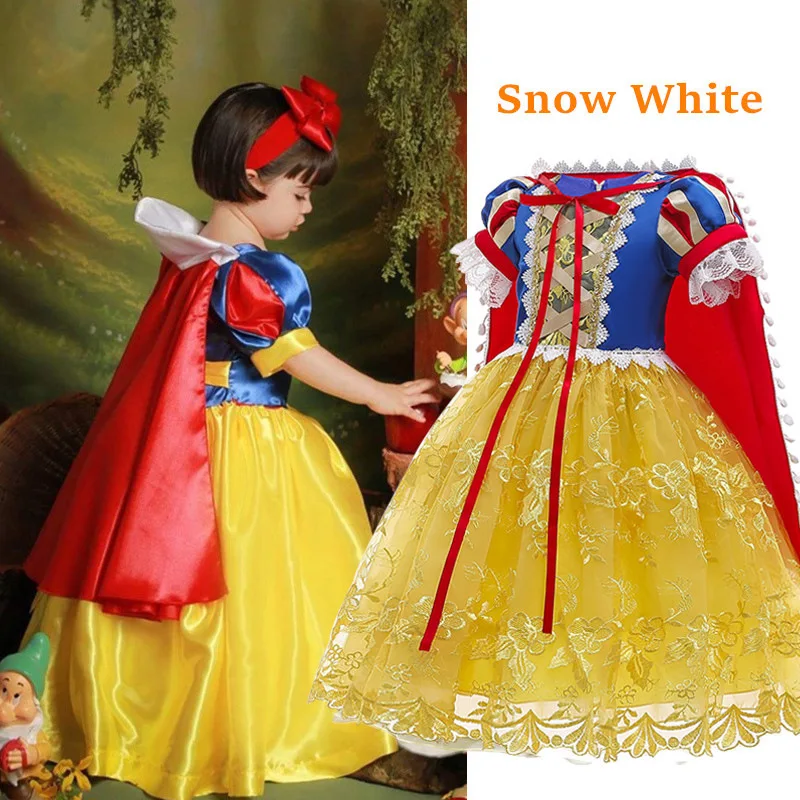 

Summer Princess Dress For Girls Snow White Cosplay Costume Puff Sleeve Kids Dress Children Party Birthday Fancy Gown Vestidos