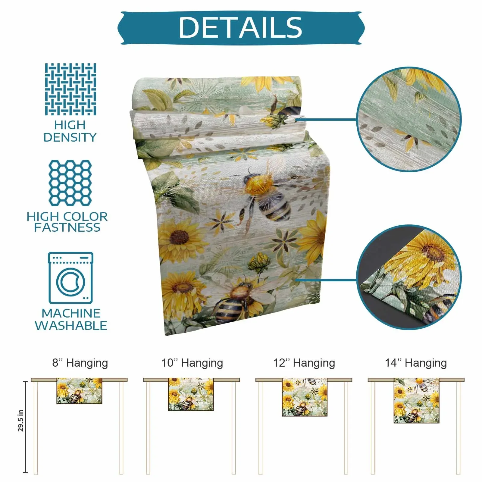 Ретро деревянное зерно подсолнечника пчела льняные дорожки для стола украшение