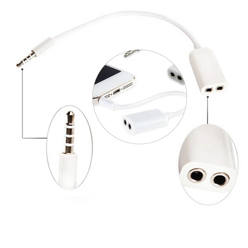 

1 шт. аудиокабель с разъемом 3,5 мм, 1 штекер-2 гнезда, разветвитель для наушников, Y-образный Удлинительный кабель для автомобиля, телефона, пла...