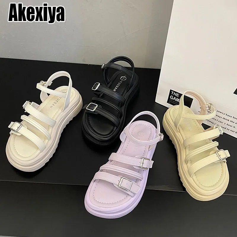 

Сандалии женские на платформе 5 см, босоножки на танкетке с открытым носком, высокий каблук, Повседневная модная летняя обувь