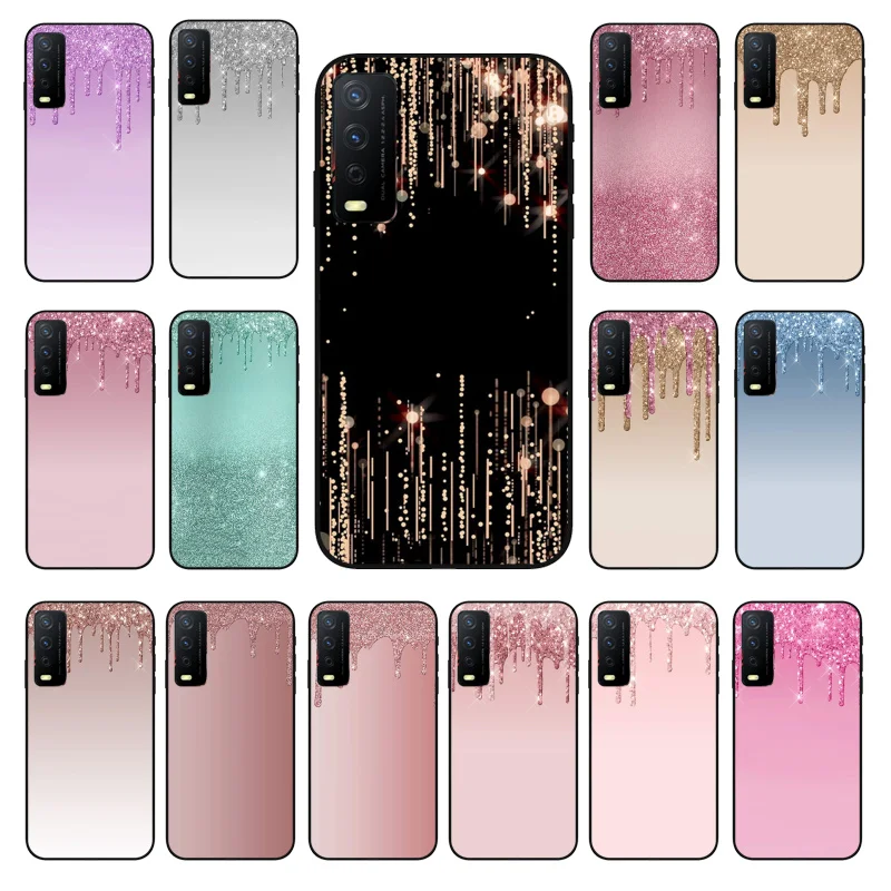 

Dripping Glitter Pink Purple Phone Case For VIVO Y31 Y21 Y70 Y21S Y20 Y72 1907 Y12 Y11S Y53S Y33S Y55 Y76 Y51 Y15S Y01 Funda