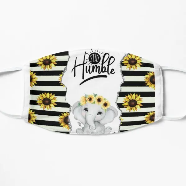 

Stay Humble Elephant Sunflowers Flat Printing Face Mask Mouth Pattern Washable Cartoon Cotton Breath Unisex Haze Protective
