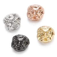 3pcsset metal copper geometry leopard head rose gold loose space charms beads for jewelry diy bracelet necklace making 11x10mm