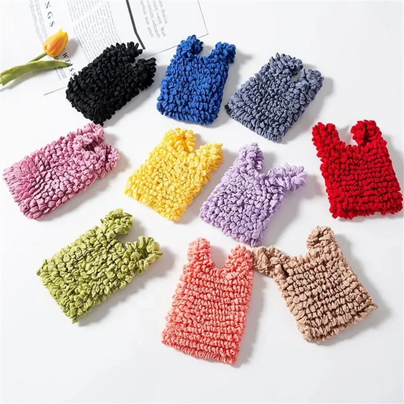 

New Magic Expansion Fold Pleated Flexible Stretch Mini Bag Large Capacity Bubble Elastic Paddy Portable Shopping Handbag Tote