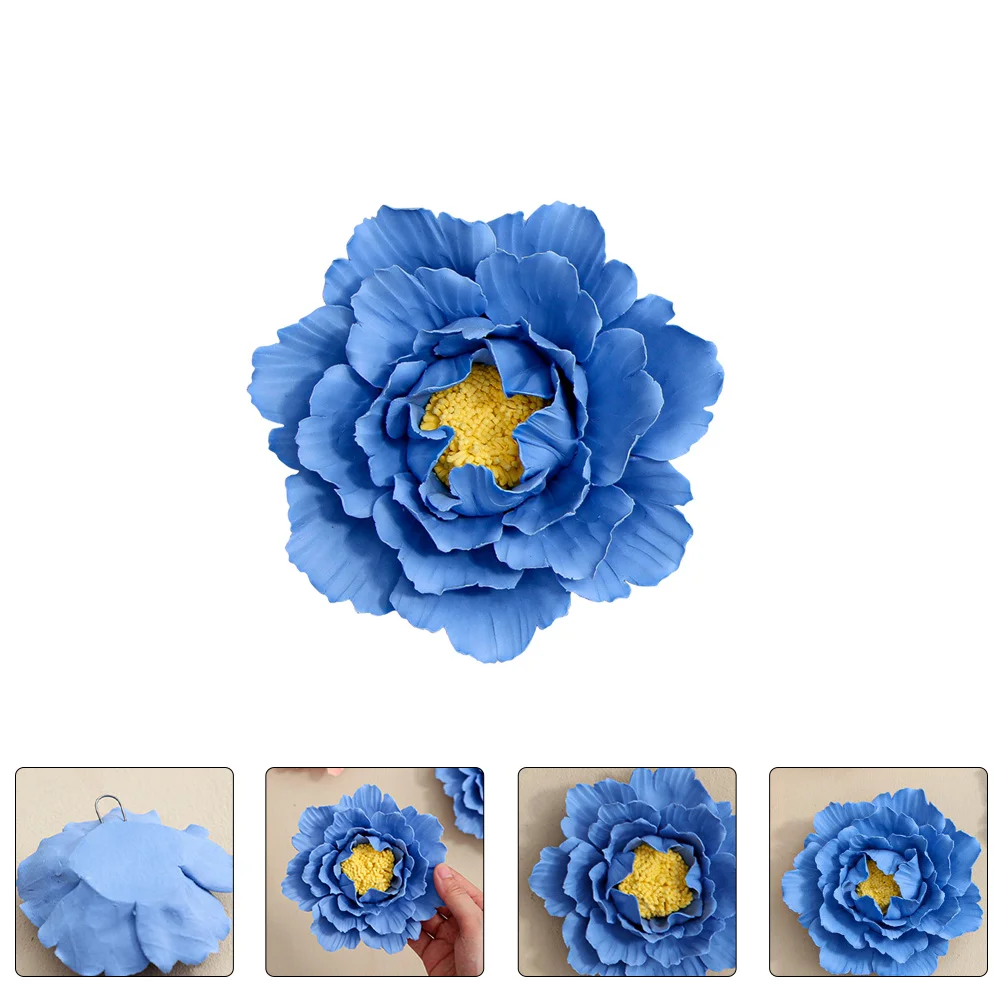 

Flower Wall Ceramic 3Dpeony Decor Sculpture Flowers Artificial Hanging Decoration Ceramics Crafts Porcelain Sculptureshome