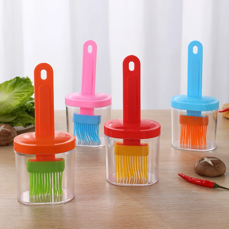 

Barbecue Oil Brush Oil Dispenser with Brush High Temperature Resistant Silicone Seasoning Bottle Brush Kitchen Baking Gadgets
