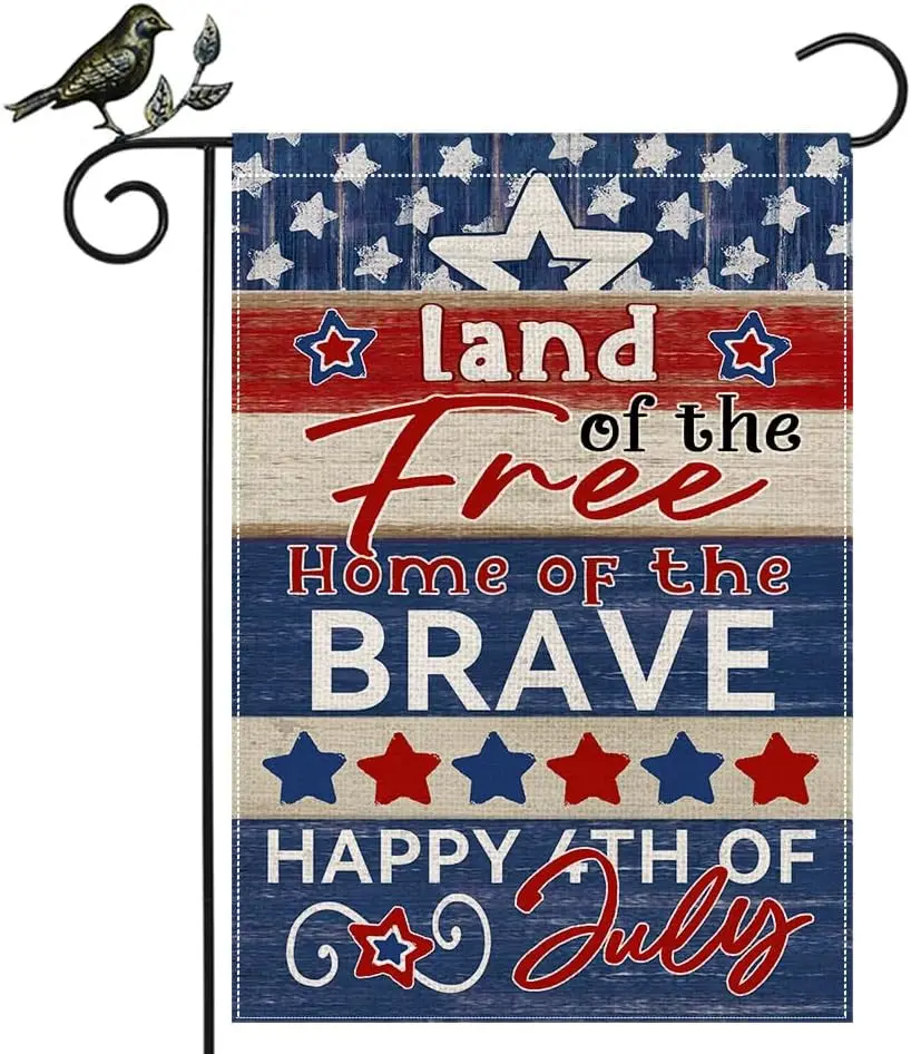 GEEORY Патриотический садовый флаг с 4 июля 12 5x18 дюймов синий полосатый двусторонний