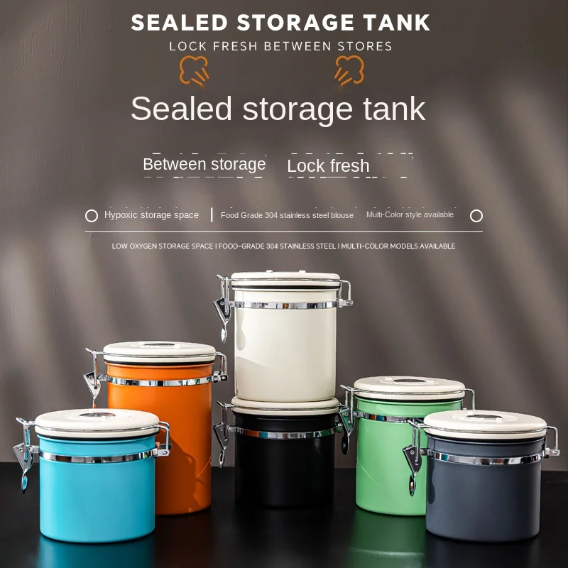 

Coffee Bean Sealed Tank Stainless Steel Tea Dried Fruit Storage Tank Coffee Storage Tank Exhaust Valve Sealed Fresh-keeping Tank