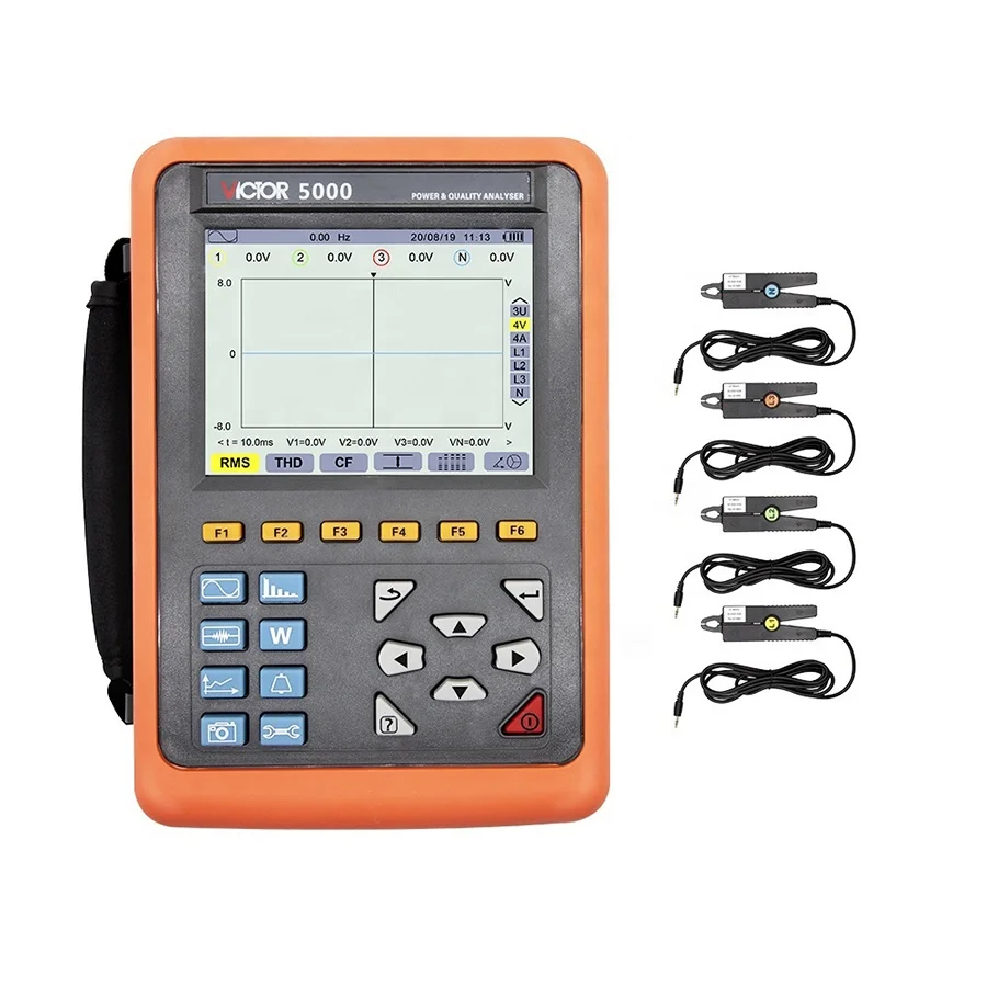 

VICTOR 5000 Intelligent Three Phase Power Quality Analyzer With 8mm Diameter Current Clamp ARM And DSP Dual-processors