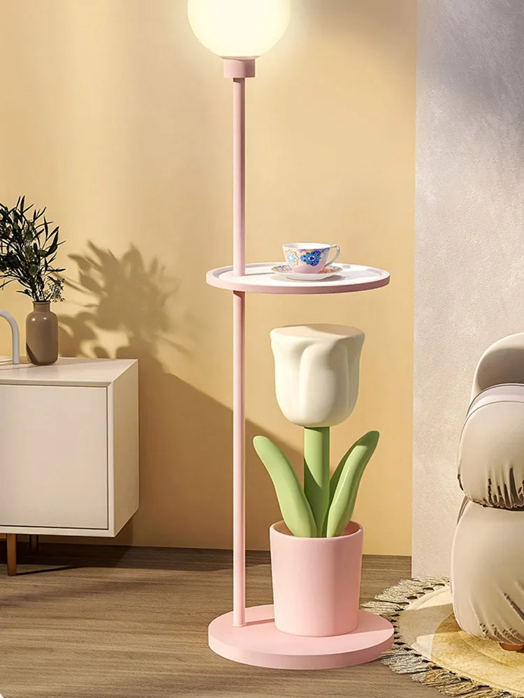 Tulip Sculptures Large Floor Decoration Bedside Lamp Living Room Creative Resin Crafts Tea Table Multifunctional Indoor Figurine