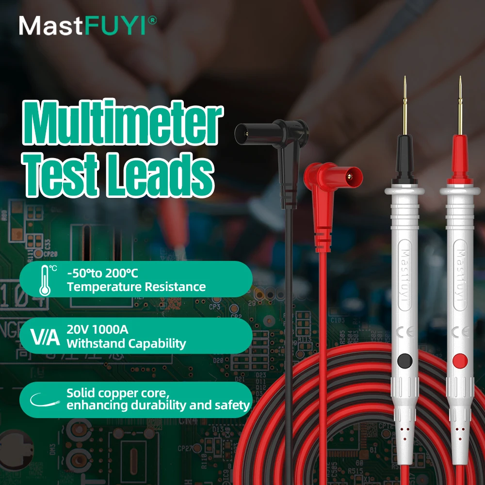 Фото MASTFUYI FY-S47 Удлинитель Щупов Мультиметра Силиконовый Термостойкий Плавкий Предохранитель Многофункциональное Перо Позолоченный Наконечник №1