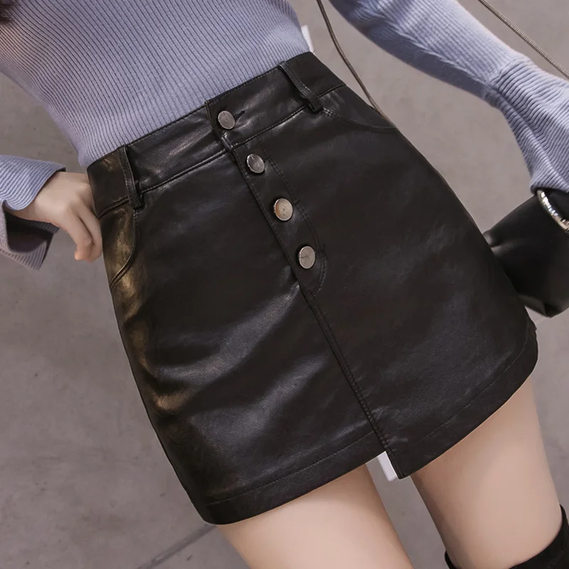 

fall/winter 2023 new style and wild Korean version of slim oversize PU leather skirt women irregular bag hip shorts