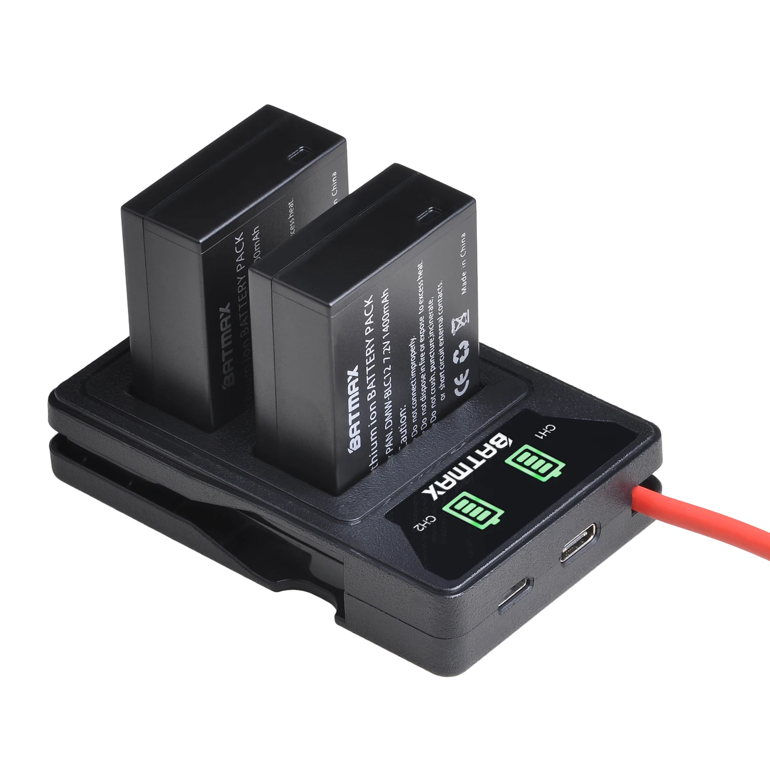 2X DMW-BLC12 BLC12E DMW BLC12 Battery + LED USB Dual Charger Type C Port for Panasonic Lumix FZ1000 FZ200 FZ300 G5 G6 G7 GH2 GX8