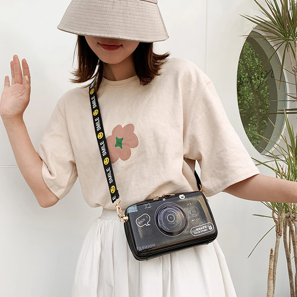 AIOSC Cute Women Bag Personality Camera Designer Handbag Fashion Cartoon Printed Chain One-Shoulder Crossbody Bags Female Purses